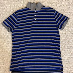 💙🤍🖤👕JCP large polo , gray, black and blue striped shirt